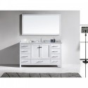 Caroline Avenue 60" Single Bathroom Vanity in White with Marble Top and Round Sink with Mirror