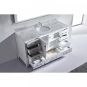 Caroline Avenue 60" Single Bathroom Vanity in White with Marble Top and Round Sink with Mirror