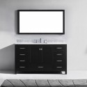 Caroline Avenue 60" Single Bathroom Vanity in Espresso with Marble Top and Square Sink with Mirror