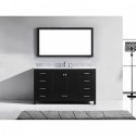 Caroline Avenue 60" Single Bathroom Vanity in Espresso with Marble Top and Square Sink with Mirror