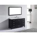 Caroline Avenue 60" Single Bathroom Vanity in Espresso with Marble Top and Square Sink with Mirror