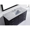 Caroline Avenue 60" Single Bathroom Vanity in Espresso with Marble Top and Square Sink with Mirror