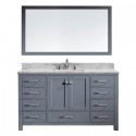 Caroline Avenue 60" Single Bathroom Vanity in Grey with Marble Top and Square Sink with Mirror