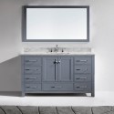 Caroline Avenue 60" Single Bathroom Vanity in Grey with Marble Top and Square Sink with Mirror