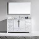 Caroline Avenue 60" Single Bathroom Vanity in White with Marble Top and Square Sink with Mirror