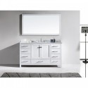 Caroline Avenue 60" Single Bathroom Vanity in White with Marble Top and Square Sink with Mirror