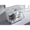 Caroline Avenue 60" Single Bathroom Vanity in White with Marble Top and Square Sink with Mirror