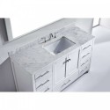 Caroline Avenue 60" Single Bathroom Vanity in White with Marble Top and Square Sink with Mirror