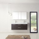 Midori 54" Double Bathroom Vanity in Wenge with White Polymarble Top and Square Sink with Polished Chrome Faucet