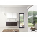 Midori 54" Double Bathroom Vanity in Wenge with White Polymarble Top and Square Sink with Polished Chrome Faucet