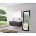 Midori 54" Double Bathroom Vanity in Wenge with White Polymarble Top and Square Sink with Polished Chrome Faucet