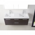 Midori 54" Double Bathroom Vanity in Wenge with White Polymarble Top and Square Sink with Polished Chrome Faucet