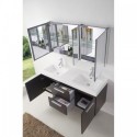 Midori 54" Double Bathroom Vanity in Wenge with White Polymarble Top and Square Sink with Polished Chrome Faucet
