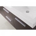 Midori 54" Double Bathroom Vanity in Wenge with White Polymarble Top and Square Sink with Polished Chrome Faucet