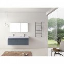 Zuri 55" Double Bathroom Vanity in Grey with White Polymarble Top and Square Sink with Brushed Nickel Faucet
