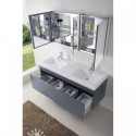 Zuri 55" Double Bathroom Vanity in Grey with White Polymarble Top and Square Sink with Brushed Nickel Faucet