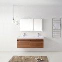 Zuri 55" Double Bathroom Vanity in Plum with White Polymarble Top and Square Sink with Polished Chrome Faucet
