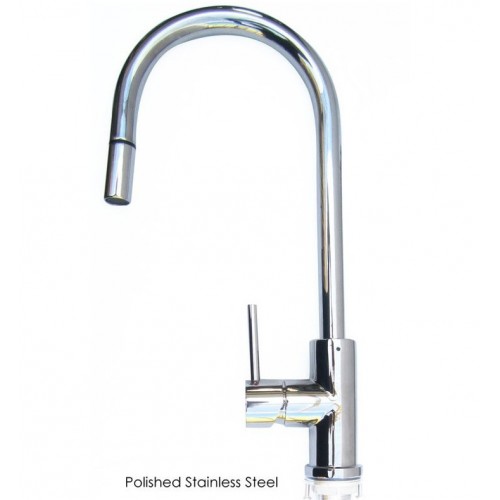 ALFI brand AB2028-PSS Solid Polished Stainless Steel Single Hole Pull Down Kitchen Faucet