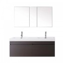 Zuri 55" Double Bathroom Vanity in Wenge with White Polymarble Top and Square Sink with Polished Chrome Faucet