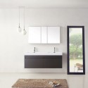 Zuri 55" Double Bathroom Vanity in Wenge with White Polymarble Top and Square Sink with Polished Chrome Faucet