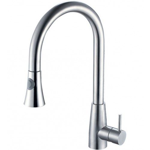 ALFI brand AB2034-BSS Solid Brushed Stainless Steel Pull Down Single Hole Kitchen Faucet