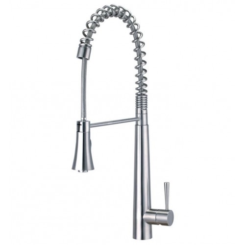 ALFI brand AB2039S Solid Stainless Steel Commercial Spring Kitchen Faucet with Pull Down Shower Spray