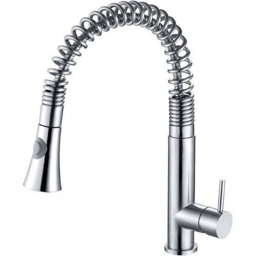 ALFI brand AB2032 Solid Stainless Steel Commercial Spring Kitchen Faucet with Pull Down Shower Spray