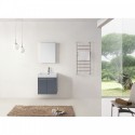 Midori 24" Single Bathroom Vanity in Grey with White Polymarble Top and Square Sink with Brushed Nickel Faucet and Mirror