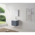 Midori 24" Single Bathroom Vanity in Grey with White Polymarble Top and Square Sink with Brushed Nickel Faucet and Mirror