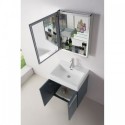 Midori 24" Single Bathroom Vanity in Grey with White Polymarble Top and Square Sink with Brushed Nickel Faucet and Mirror