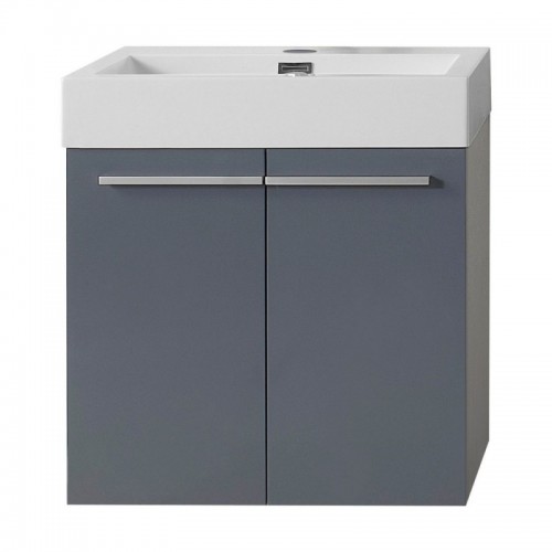 Midori 24" Single Bathroom Vanity in Grey with White Polymarble Top and Square Sink