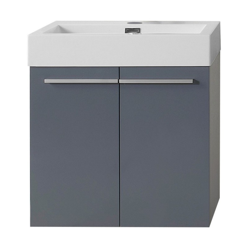 Midori 24" Single Bathroom Vanity in Grey with White Polymarble Top and Square Sink