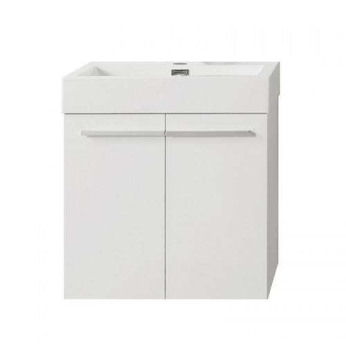 Midori 24" Single Bathroom Vanity in Gloss White with White Polymarble Top and Square Sink