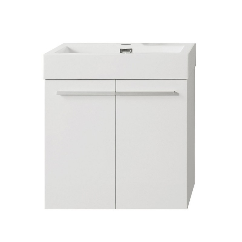 Midori 24" Single Bathroom Vanity in Gloss White with White Polymarble Top and Square Sink