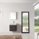 Midori 24" Single Bathroom Vanity in Wenge with White Polymarble Top and Square Sink with Polished Chrome Faucet and Mirror