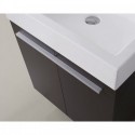 Midori 24" Single Bathroom Vanity in Wenge with White Polymarble Top and Square Sink with Polished Chrome Faucet and Mirror