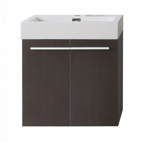 Midori 24" Single Bathroom Vanity in Wenge with White Polymarble Top and Square Sink
