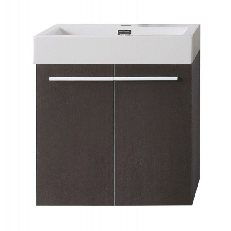 Midori 24" Single Bathroom Vanity in Wenge with White Polymarble Top and Square Sink