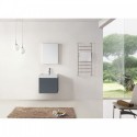Zuri 24" Single Bathroom Vanity in Grey with White Polymarble Top and Square Sink with Brushed Nickel Faucet and Mirror