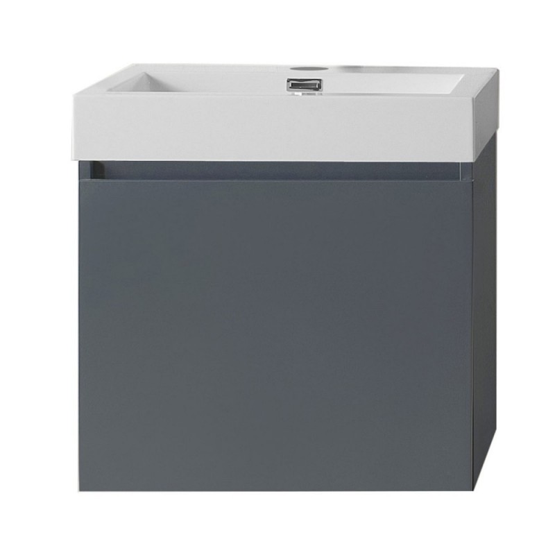 Zuri 24" Single Bathroom Vanity in Grey with White Polymarble Top and Square Sink