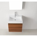 Zuri 24" Single Bathroom Vanity in Plum with White Polymarble Top and Square Sink with Polished Chrome Faucet and Mirror