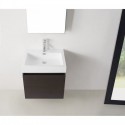 Zuri 24" Single Bathroom Vanity in Wenge with White Polymarble Top and Square Sink with Brushed Nickel Faucet and Mirror