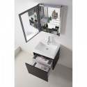 Zuri 24" Single Bathroom Vanity in Wenge with White Polymarble Top and Square Sink with Brushed Nickel Faucet and Mirror