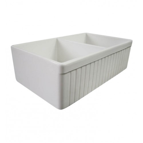 ALFI Brand AB537-W Double Basin Farmhouse Fireclay Kitchen Sink in White