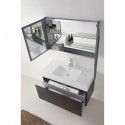 Zuri 39" Single Bathroom Vanity in Wenge with White Polymarble Top and Square Sink with Polished Chrome Faucet and Mirror