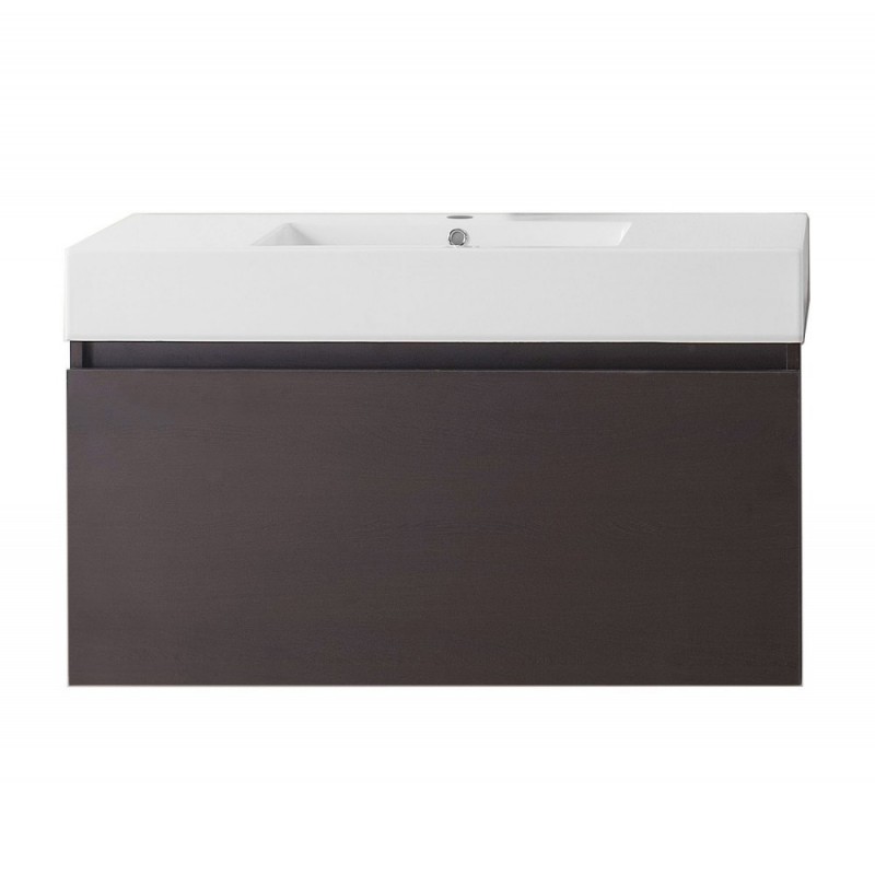 Zuri 39" Single Bathroom Vanity in Wenge with White Polymarble Top and Square Sink