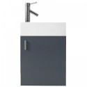 Carino 16" Single Bathroom Vanity in Grey with White Polymarble Top and Square Sink with Brushed Nickel Faucet