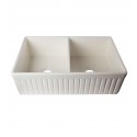 ALFI Brand AB537-B Double Basin Farmhouse Fireclay Kitchen Sink in Biscuit