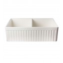 ALFI Brand AB537-B Double Basin Farmhouse Fireclay Kitchen Sink in Biscuit