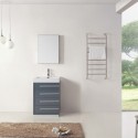 Bailey 24" Single Bathroom Vanity in Grey with White Polymarble Top and Square Sink with Polished Chrome Faucet and Mirror